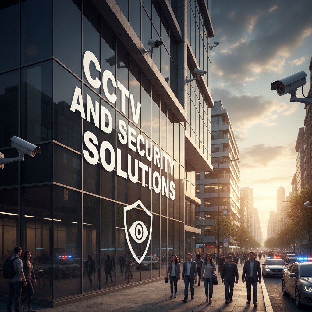 CCTV AND SECURITY SOLUTIONS written ON A PIC relevant background